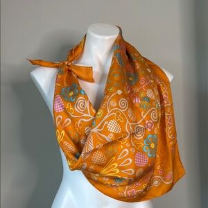 DIF Estalal Silk Floral Graphic Scarf Like New 33” Square